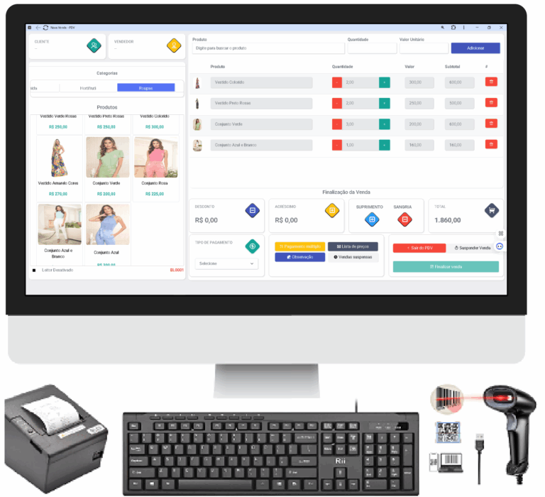 Sistema para loja de roupas ERPPro: controle total de estoque, vendas, clientes e financeiro, aumentando a eficiência da sua loja de moda