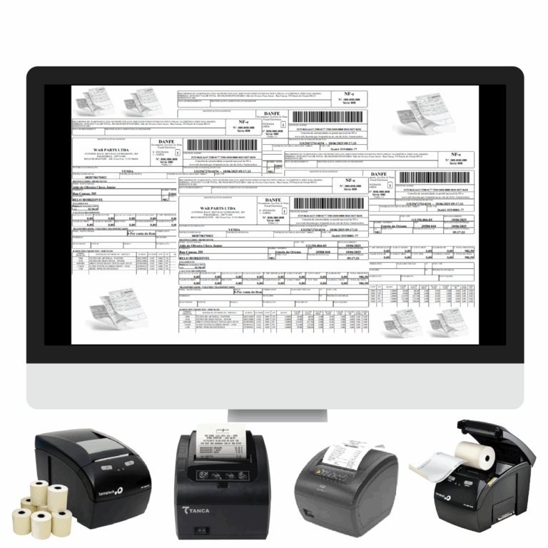 Emissor de Cupom Fiscal e Nota Fiscal com impressoras térmicas conectadas ao sistema ERPPro