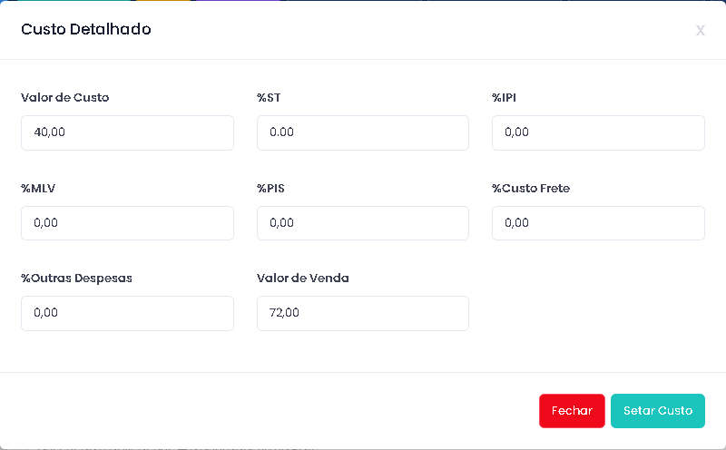 Composição de preço com markup, frete e impostos no ERPPro
