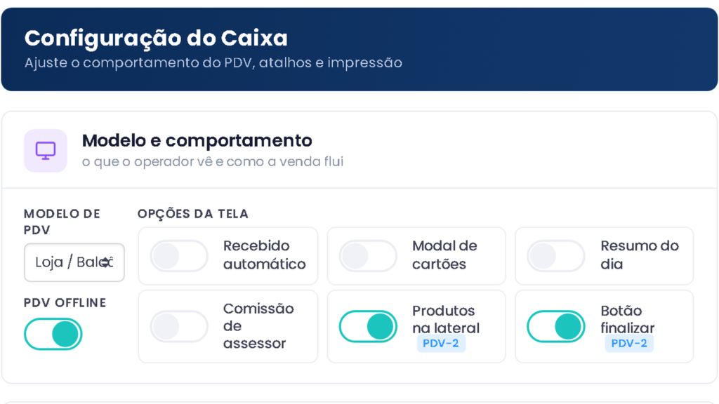 Configuração do caixa do ERPPro com a chave PDV Offline ligada