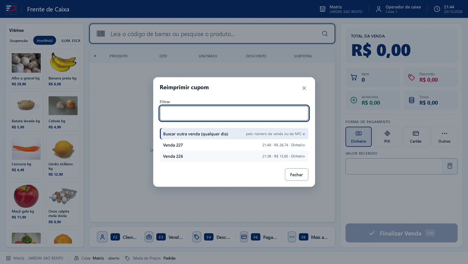 Segunda via do cupom fiscal: reimprimir cupom no Caixa Ágil do ERPPro